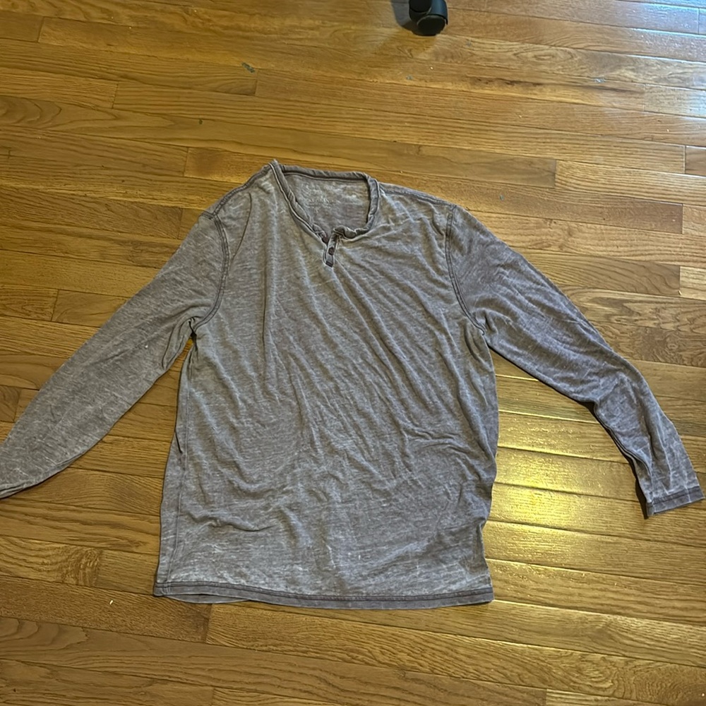purple lucky brand cotton button up long sleeve T